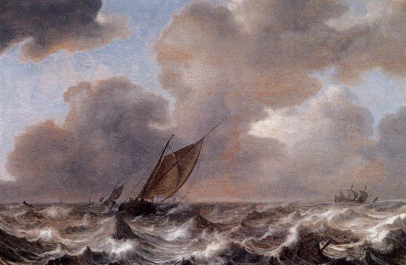 Jan Porcellis Vessels in a Strong Wind Norge oil painting art